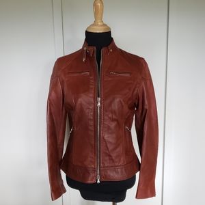 34" bust fitted Vera Pelle Narvin Collection leather jacket Italy women's